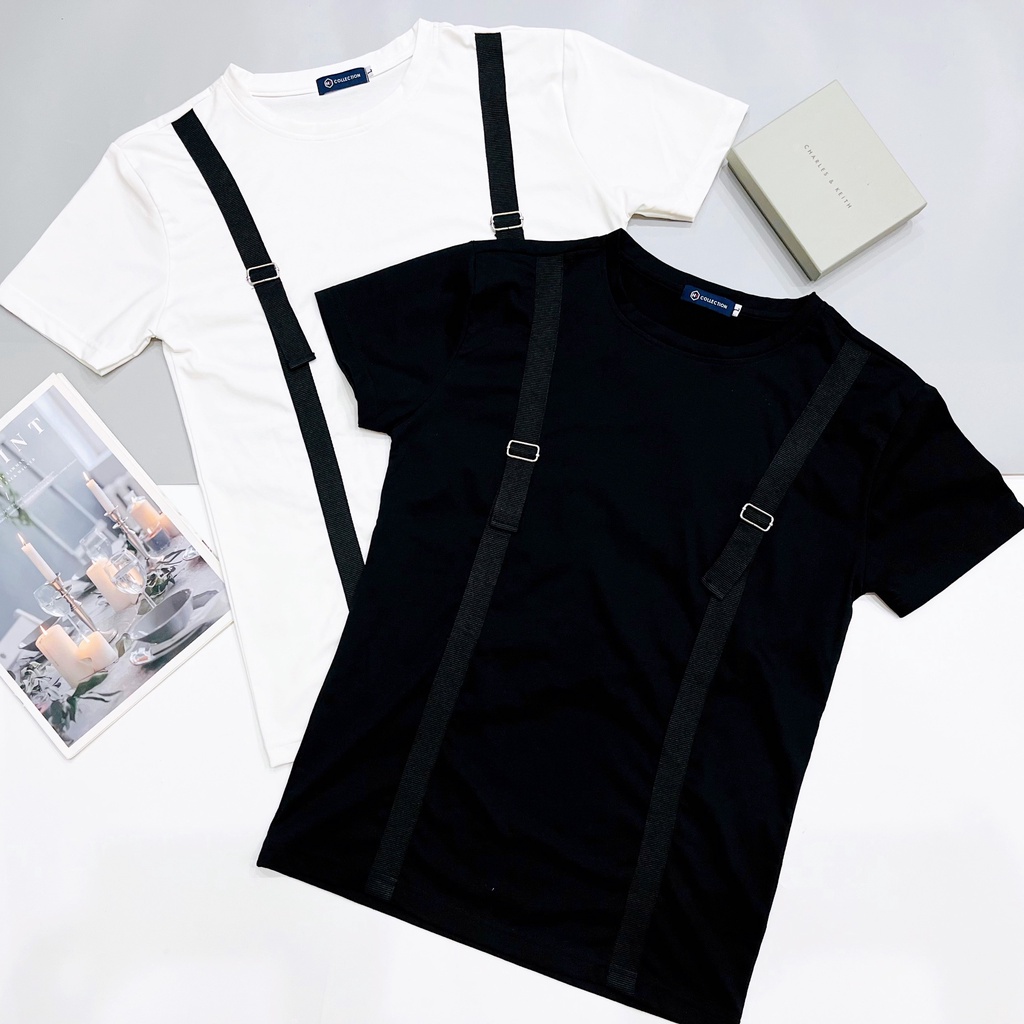 Áo thun cổ tròn, áo thun nam tay ngắn phối dây 2 vai, thời trang mới chất vải cotton mềm mịn thoáng mát