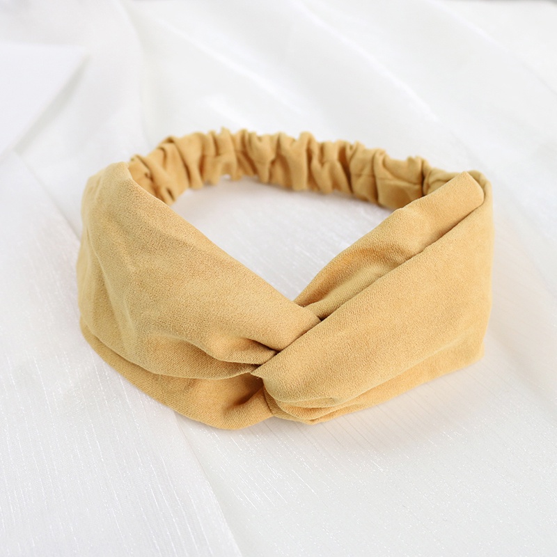 Băng đô cài tóc co giãn mềm mại màu trơn thắt nút chéo phong cách cổ điển dành cho bé gái