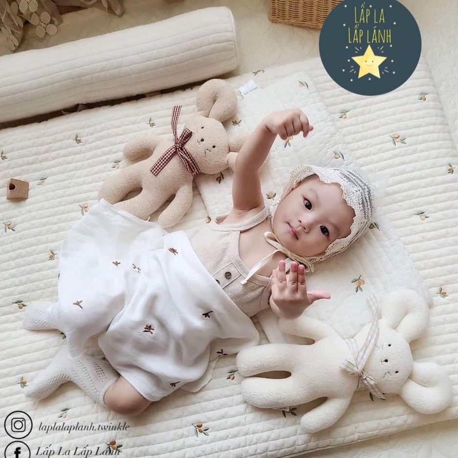 Nệm cuộn cotton Dottodott cho bé, họa tiết thêu #madeinKorea, lót cũi, nệm ngủ, tấm trải ngủ trưa, mềm mịn