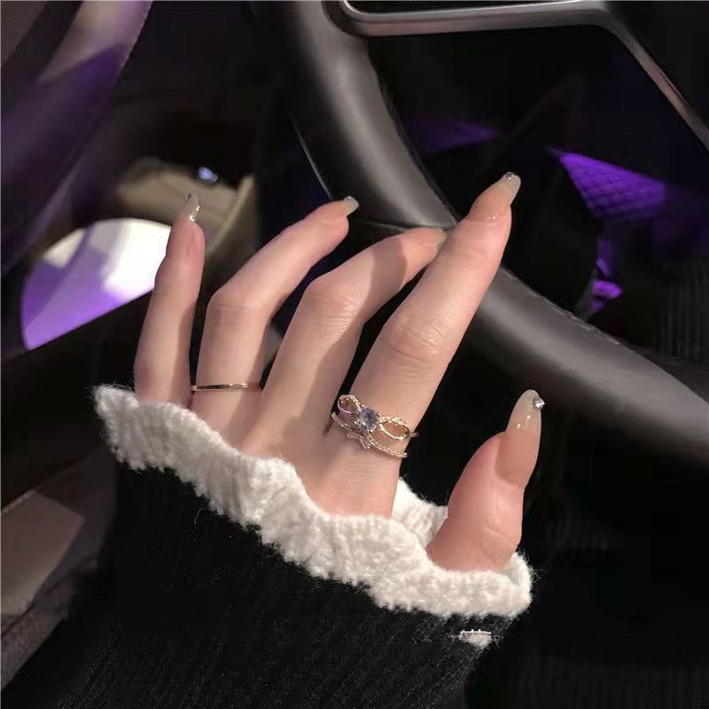 Nhẫn Hai Lớp Đính Đá Phong Cách Thời Trang Hàn Quốc