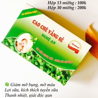 Cao chè vằng hộp 30 miếng