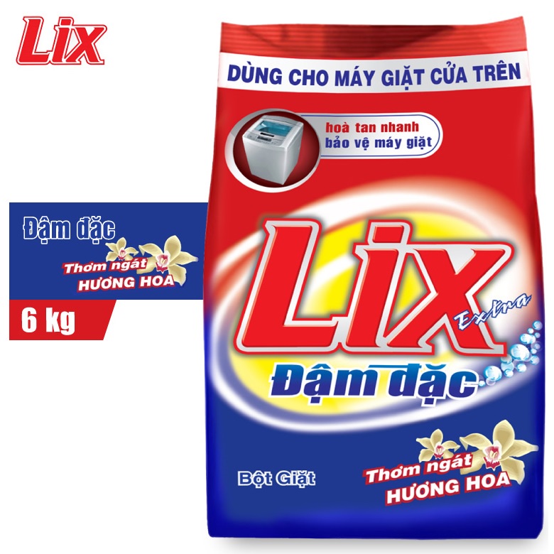 Bột giặt Lix Extra đậm đặc 6Kg - Dùng cho máy giặt cửa trên (ED036)