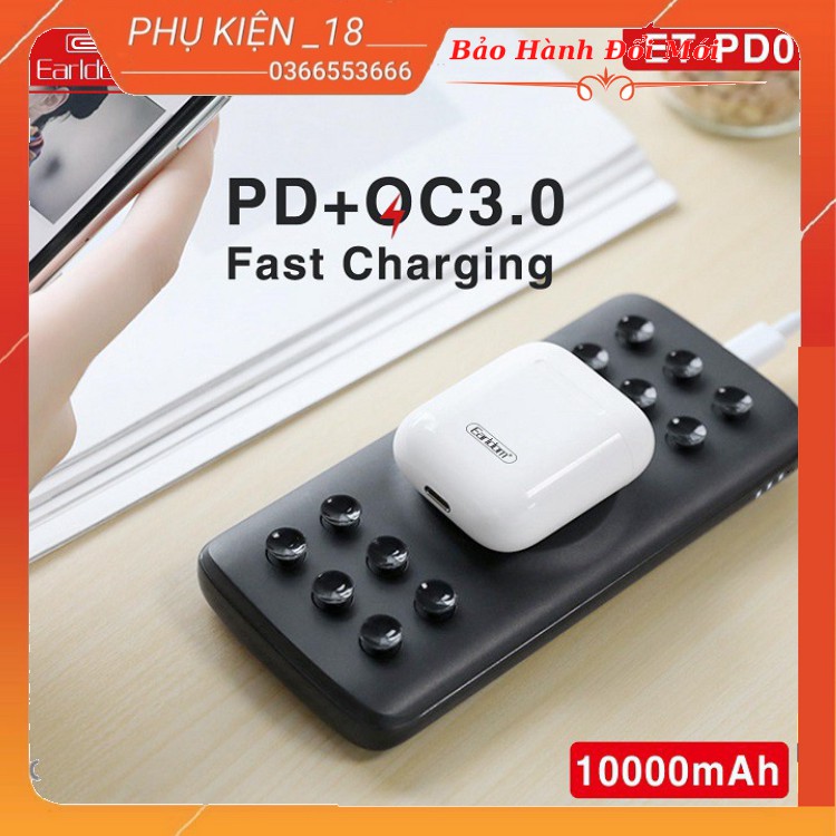 SẠC DỰ PHÒNG KÈM SẠC KHÔNG DÂY 10.000 MAH EARLDOM PD-01