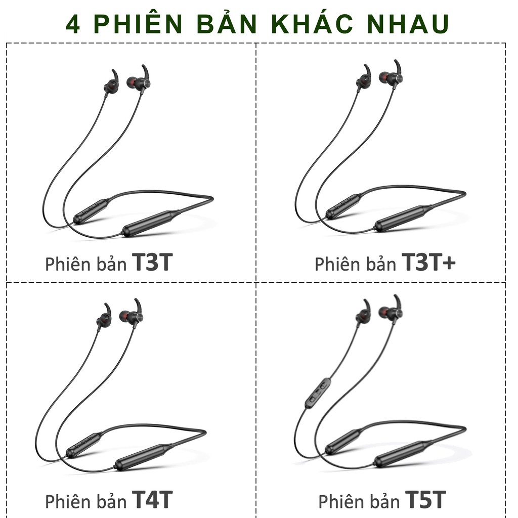 Tai nghe bluetooth thể thao đeo cổ SIDOTECH T3T pin trâu / siêu bass / siêu bền chơi thể thao chạy bộ đi xe đạp