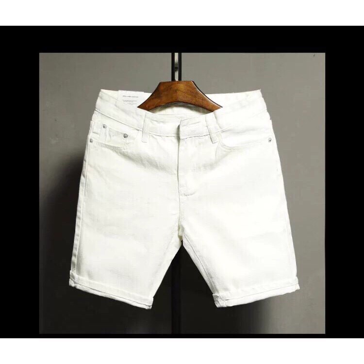Quần short jean nam trắng đen _ quần lửng jean quần ngắn nam