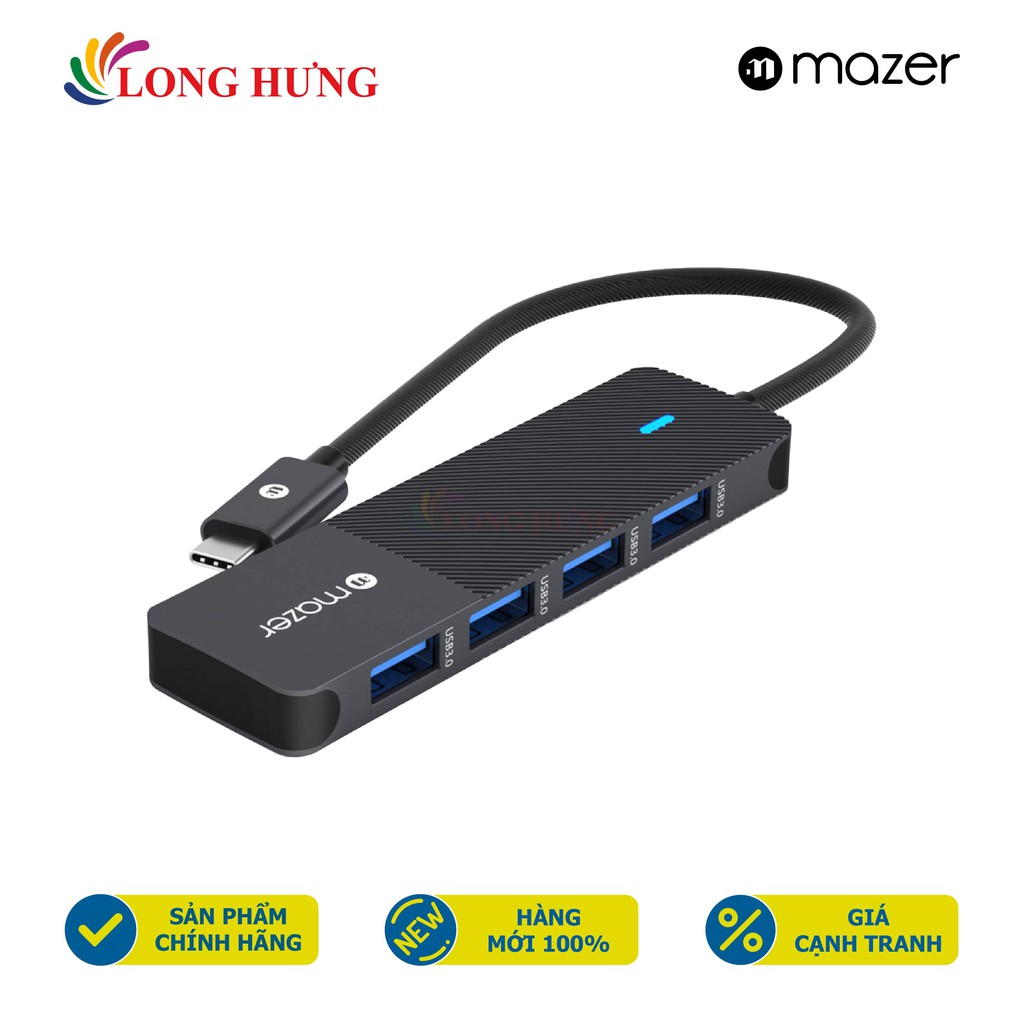 Cổng chuyển đổi Mazer Infinite.Multimedia Pro Hub 4-in-1 M-UC2MULTI7000-BK - Hàng Chính Hãng