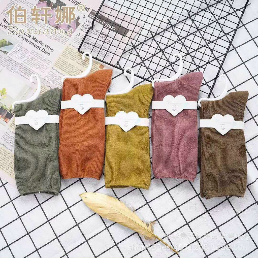 Tất Gân Cao Cổ Vintage Hàn Quốc Nhiều Màu (ẢNH TỰ CHỤP)