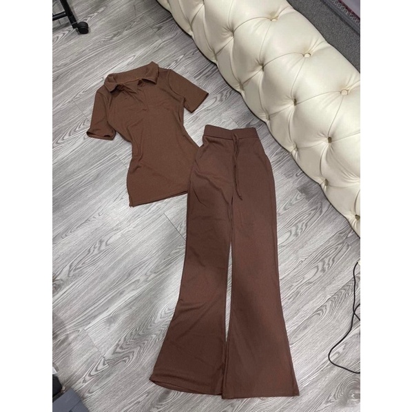 Set áo xẻ tà + quần ống loe