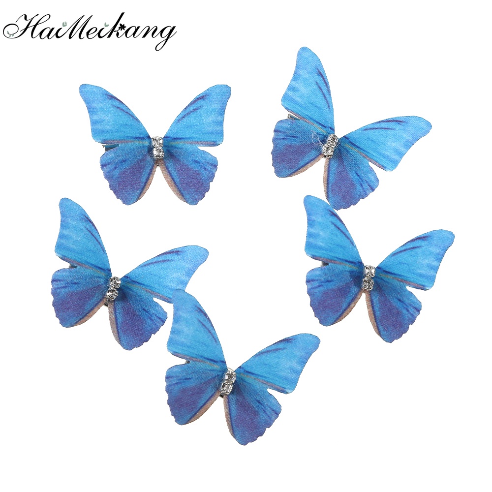 Bộ 5 kẹp tóc hình bướm ba chiều đính đá giả kim cương HAIMEIKANG dành cho bé gái công chúa ngọt ngào