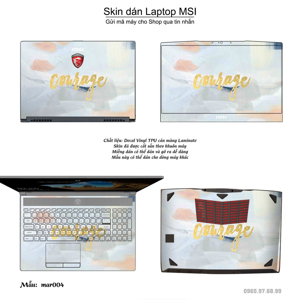 Skin dán Laptop MSI in hình vân Marble (inbox mã máy cho Shop)