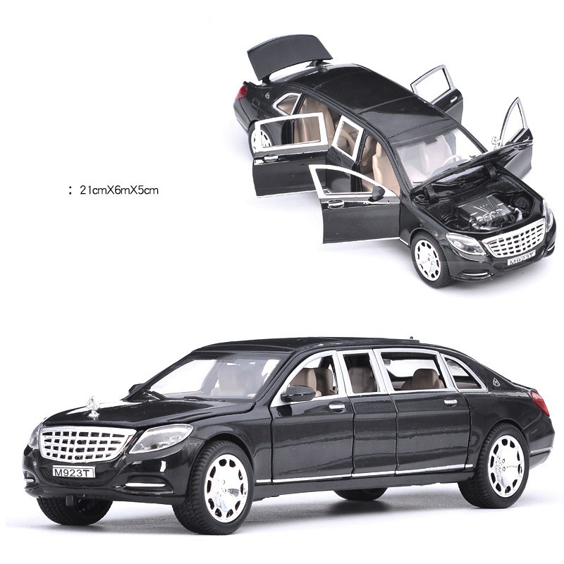 XE Mercedes-Maybach S600 mô hình kim loại, chạy cót có âm nhạc siêu sang 20.3x6x5cm