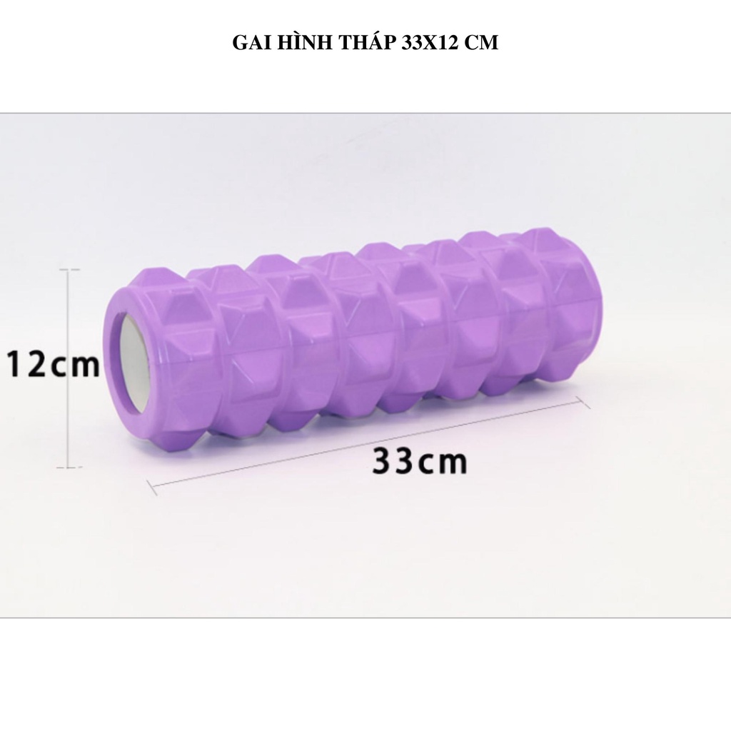 Con Lăn Massage Yoga Chân, Tay, Lưng Foam Roller 45 cm x13 cm Gai Nhọn, Ống Lăn Giãn Cơ YO16