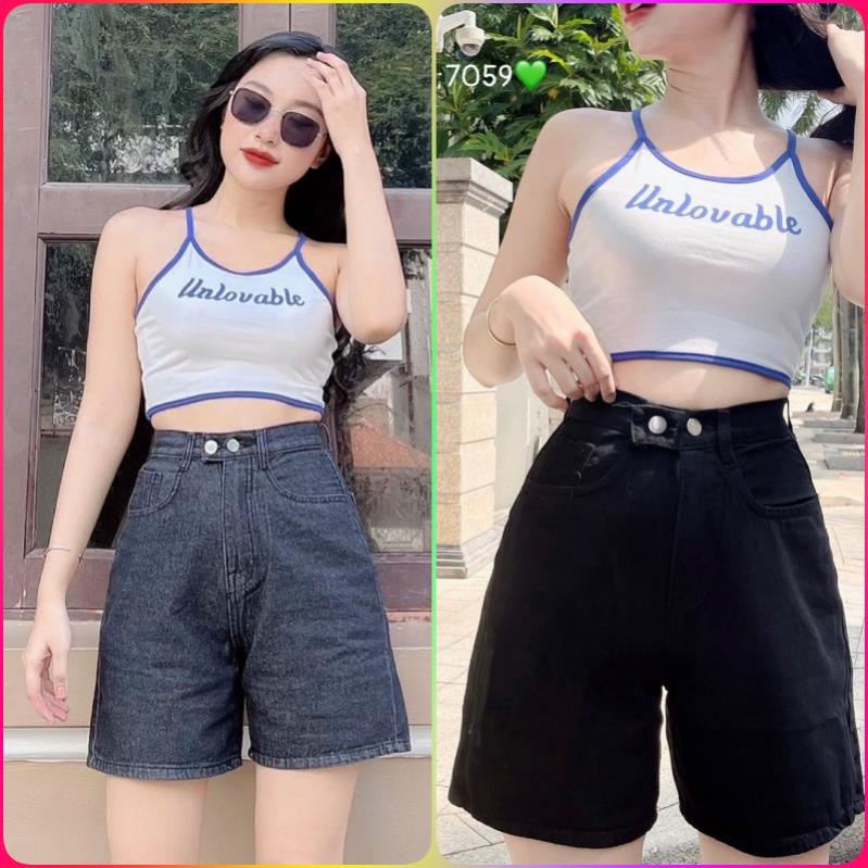 QUẦN JEANS NGỐ LỬNG NỮ LAI CUỐN LƯNG CAO 2 NÚT NGANG VẢI DÀY DẶN FORM RỘNG THOẢI MÁI MÀU XÁM, MÀU ĐEN SIÊU XỊN SÒ ⚡