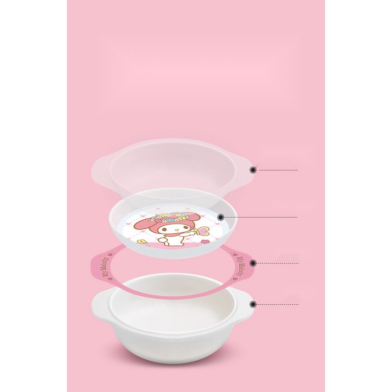 [Mẹ&amp;Bé] CHÉN ĂN DẶM MELAMINE CAO CẤP 2 QUAI HỌA TIẾT MICKEY CHO BÉ