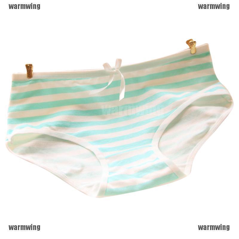 Quần Lót Cotton Kẻ Sọc Đính Nơ Dễ Thương Cho Nữ