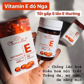 Hộp  E đỏ nga 400mg Mirrolla