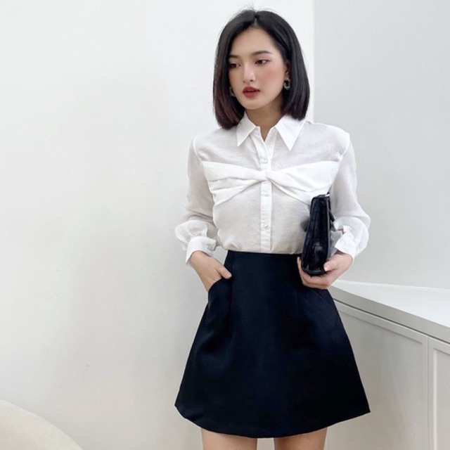 Áo sơ mi trơn xoắn trước ngực , Peace House Clothing