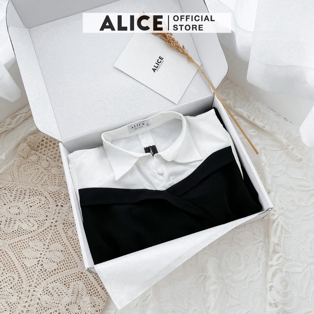 Váy Công Sở Chữ A Nữ ALICE Thiết Kế Cổ Sơ Mi Chân Váy Vạt Chéo Sang Đính Ngọc Thanh Lịch V703 | BigBuy360 - bigbuy360.vn