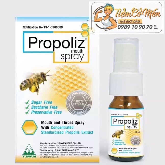 Xịt Giảm Ho - Bảo vệ vùng họng Propoliz Thái Lan