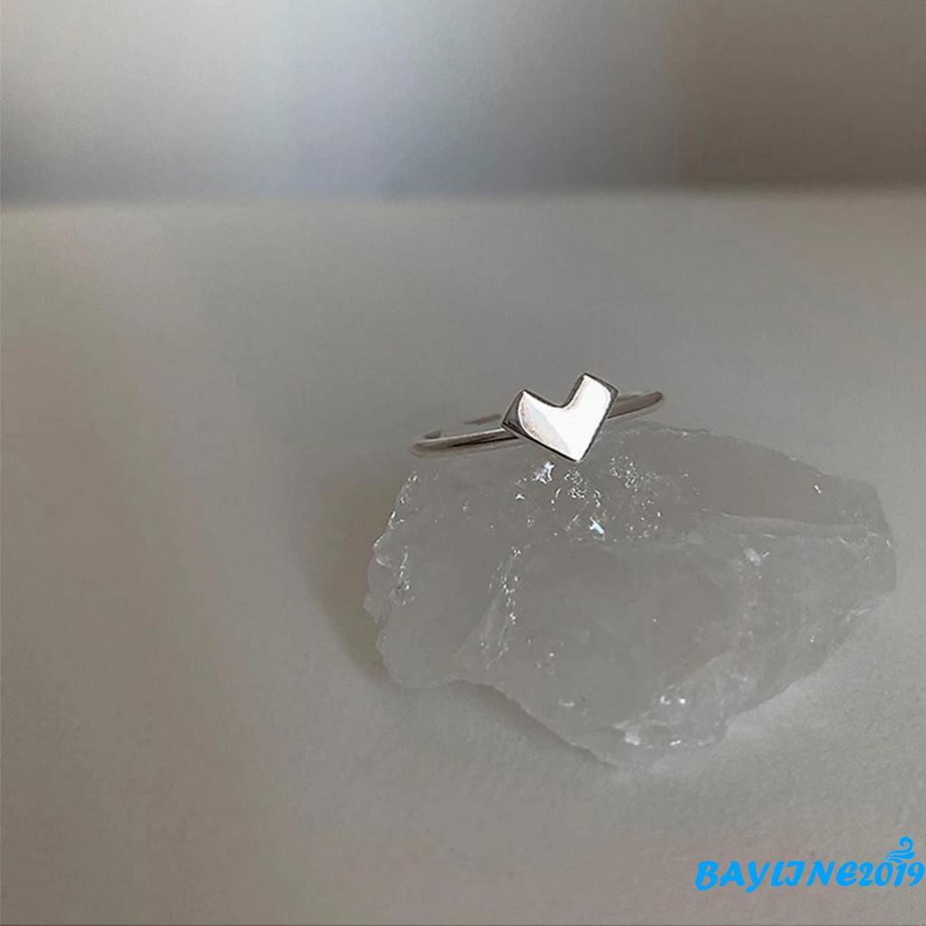 Set 2 nhẫn dạng hở điều chỉnh được kích thước trang trí trái tim thời trang dành cho nữ