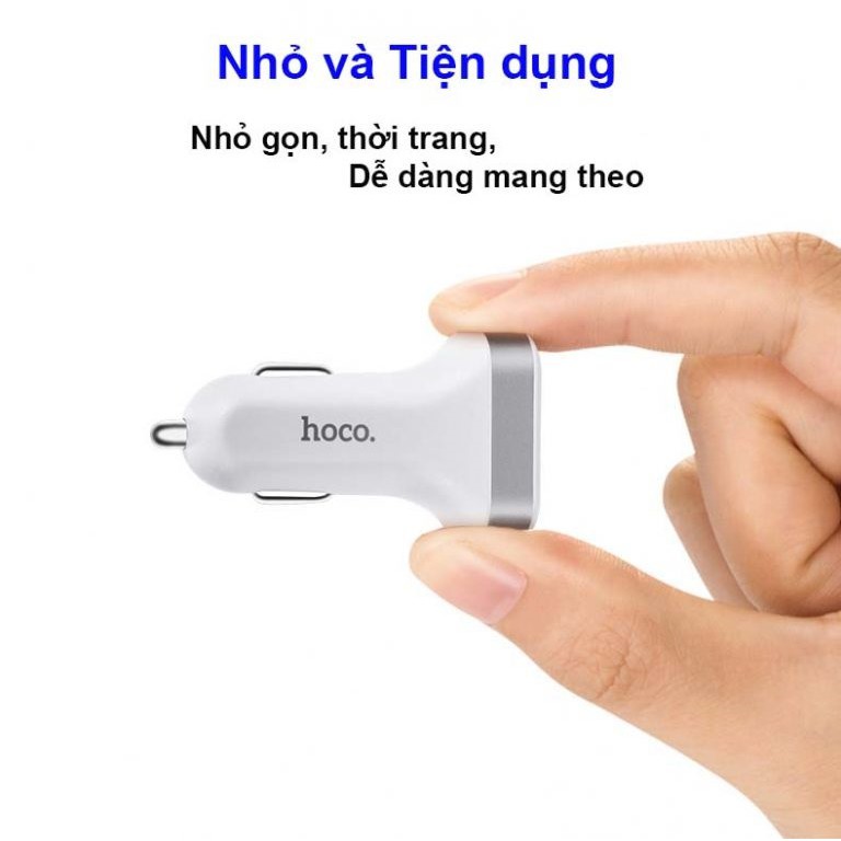 Tẩu Sạc Xe Hơi Hoco Z3💎2 CỔNG USB + LED HIỂN THỊ💎Tẩu Sạc Ô tô Có Đèn Led - Bảo Hành Chính Hãng 12T