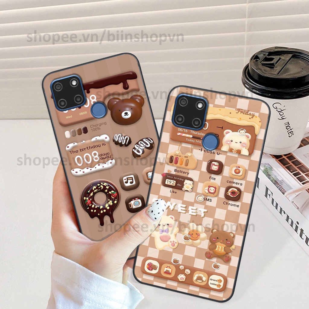 Ốp Realme C12 / C15 in hình gấu chocolate kẹo ngọt siêu đẹp siêu xinh