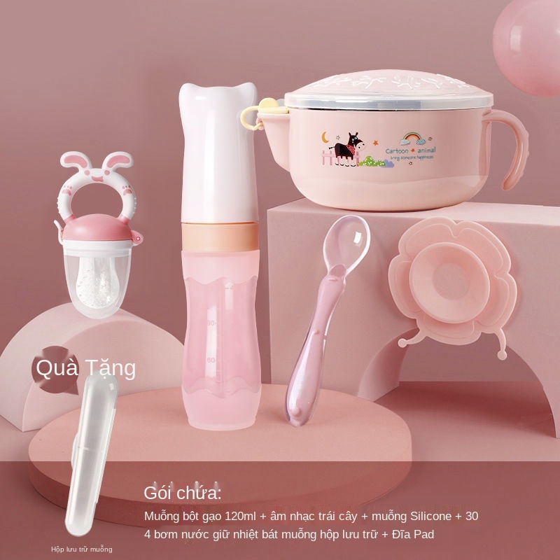 OCơm thìa ngũ cốc bình sữa cho bé ăn bún bóp silicone bộ đồ tạo tác dụng cụ bổ sung thức