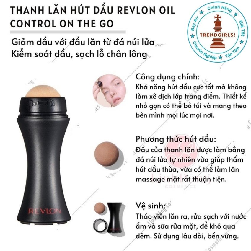 thanh lăn hút dầu Revlon Oil-Absorbing Volcanic Roller của úc thấm hút dầu thừa trên da mặt cho mặt sạch sâu tự nhiên