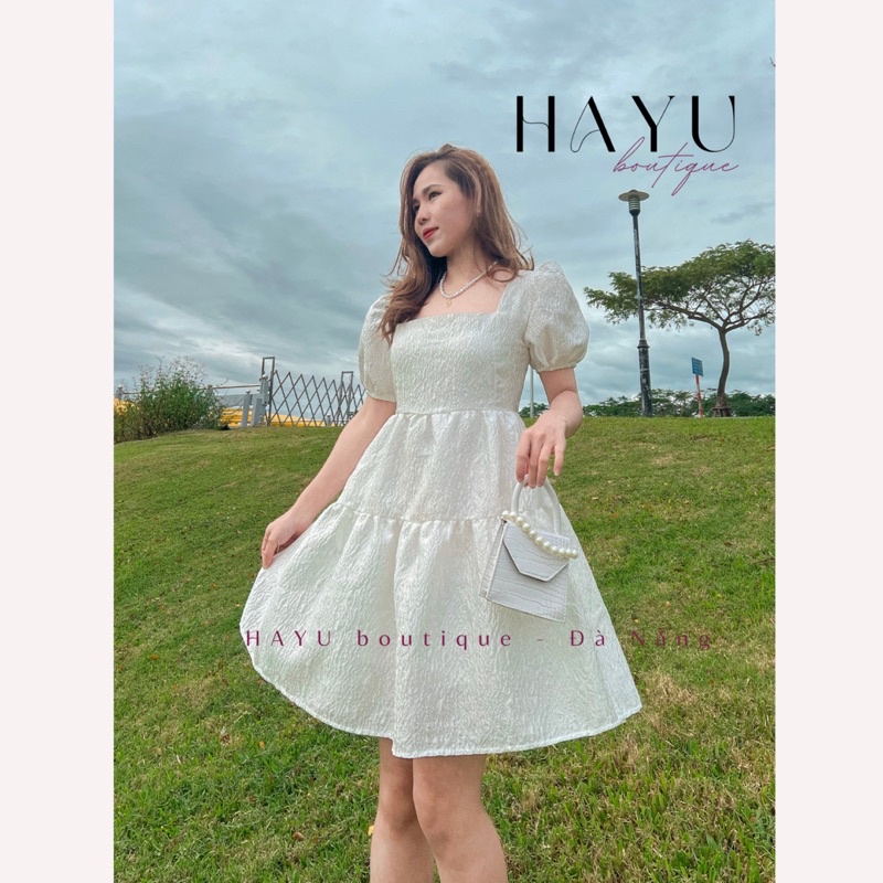 Váy Babydoll tay bồng công chúa Vintage, váy cổ vuông tay bồng cách điệu hở lưng buộc dây cao cấp [BB02] | BigBuy360 - bigbuy360.vn