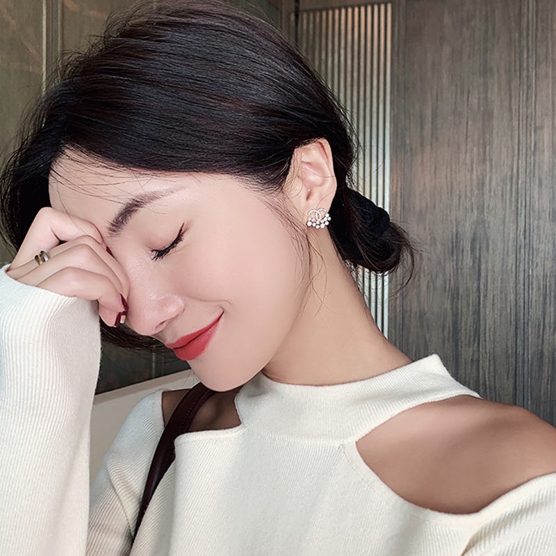 Bông tai nữ đính đá pha lê cao cấp thiết kế thời trang thanh lịch mẫu mới