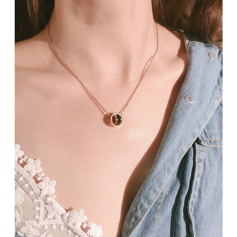 Dây Chuyền Thép Titan Đính Đá Zircon Thời Trang Hàn Quốc Cho Nữ