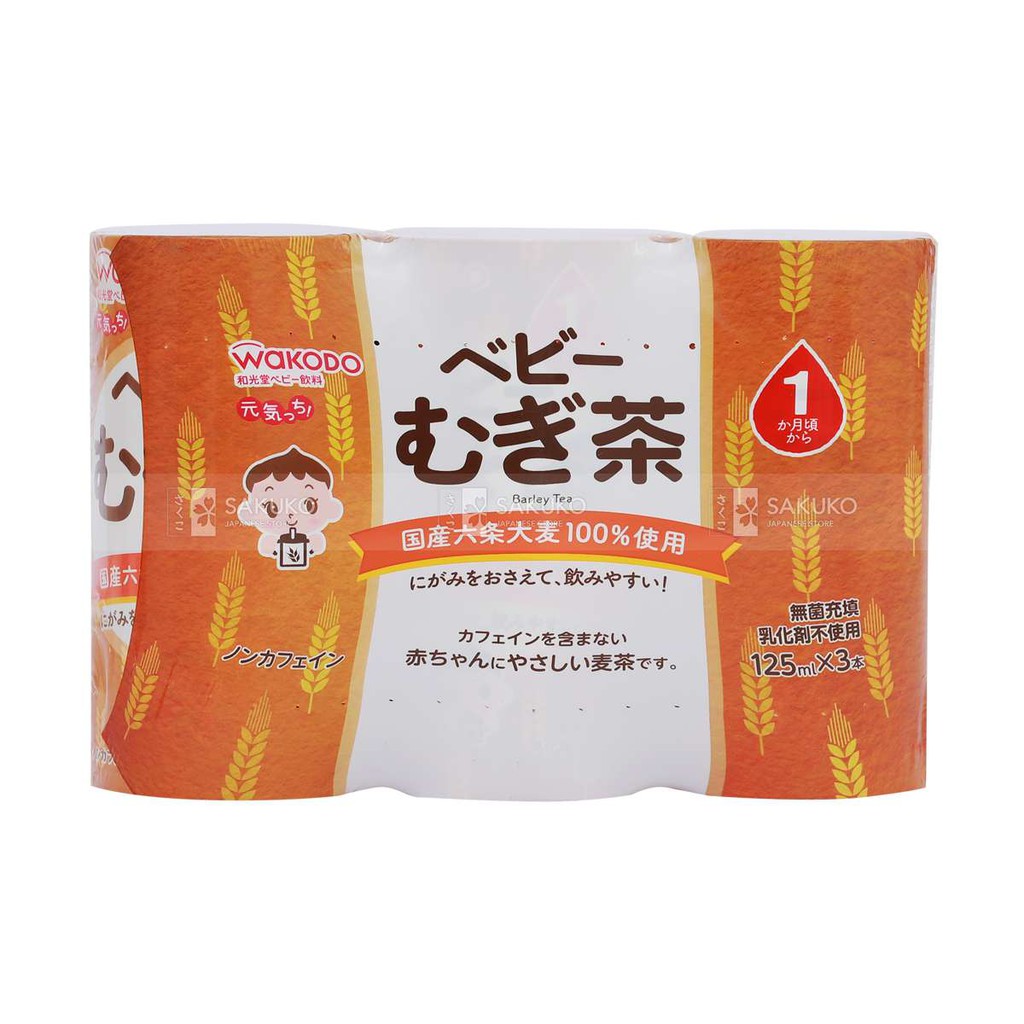 WAKODO- Trà lúa mạch Genki 125ml cho bé (3 hộp/lốc)