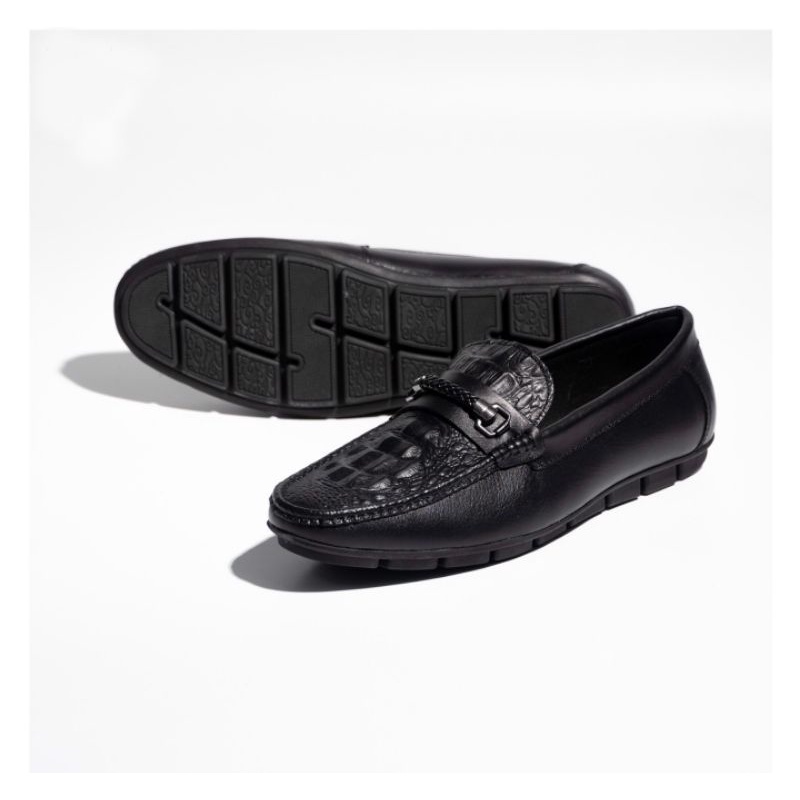 Giày Tây Nam Xỏ Sip On Leather Shoes Franko  Màu Đen Big Size-44 45 46 47 48-