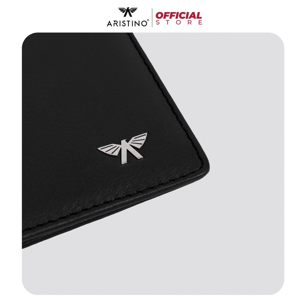 Ví nam ARISTINO AWER0302 bóp nam dáng ngắn da bò vân trơn logo dập nổi cao cấp