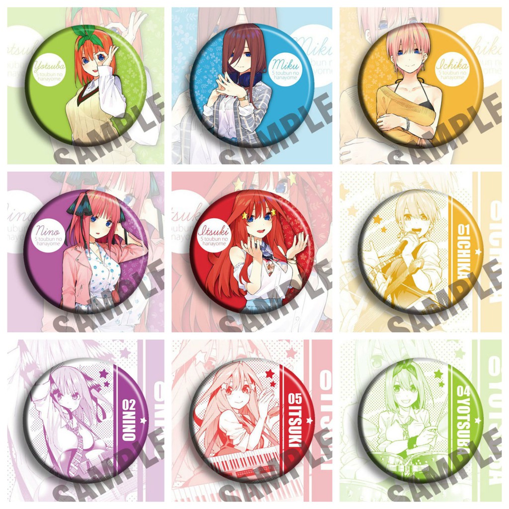 Huy hiệu IN HÌNH Gotoubun no Hanayome Nhà có 5 nàng dâu anime chibi dễ thương tiện lợi