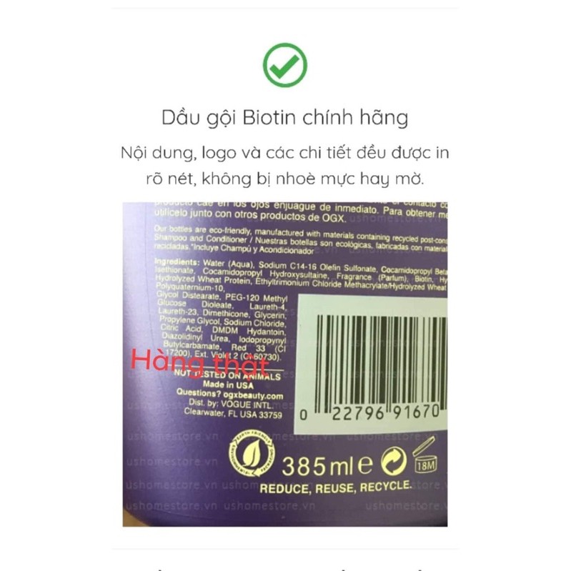 Cặp dầu gội xả Biotin chính hãng mỹ OGX kích mọc tóc | BigBuy360 - bigbuy360.vn