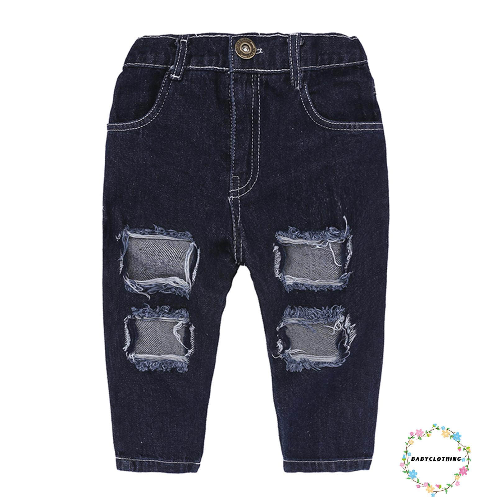 Set Đồ Mùa Hè 2 Món Gồm Áo Hở Vai Màu Trơn + Quần Jeans Rách Cho Bé Gái 9 Tháng - 7 Tuổi