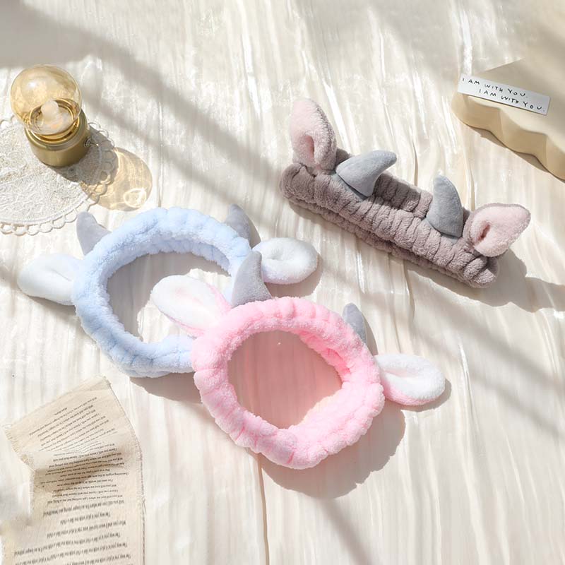 Băng đô rửa mặt thiết kế sừng phong cách Hàn Quốc dễ thương