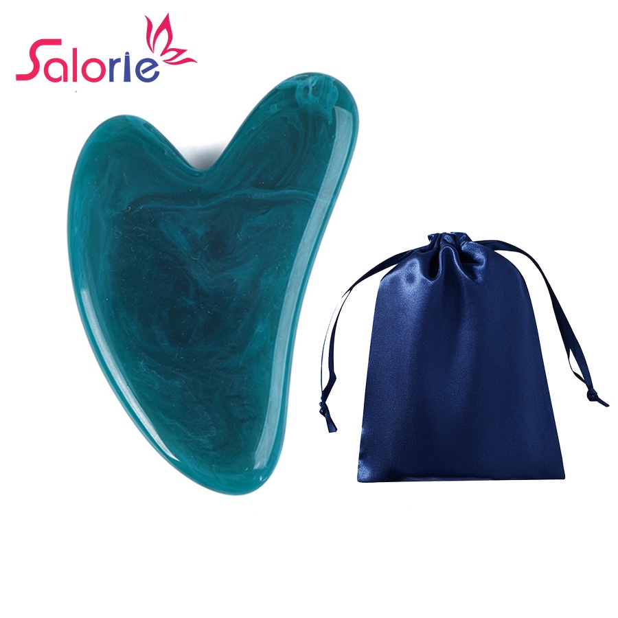 Miếng cạo mát xa GuaSha SALORIE bằng thép không gỉ hình trái tim nhiều màu tùy chọn kèm túi đựng P00218