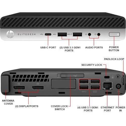 Máy Bộ HP EliteDesk 800 G3 Mini, Core i56500, Ram 8GB, SSD 120GB, Wifi