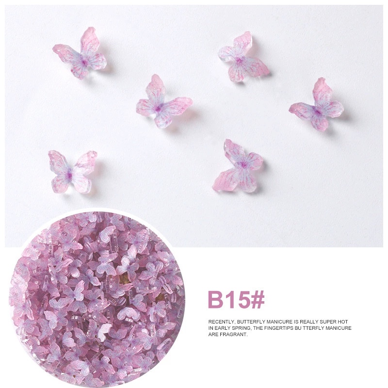 Set 20 Phụ Kiện Trang Trí Móng Tay 3D Nhiều Màu Sắc Hình Bướm Bằng Acrylic Mới DIY