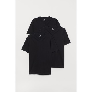 Set 3 áo phông nam đen cổ V HM H&M size S_ hàng chính hãng Mỹ