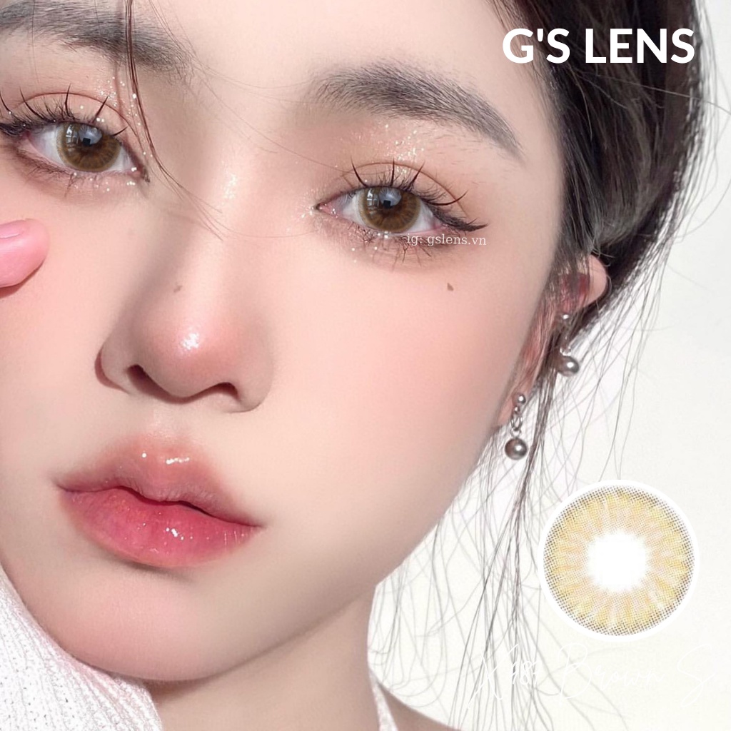 Lens Mắt Kính Áp Tròng NâuTây Giãn Nhẹ Size S 14.2mm Có 0 Đến 6 Độ Cận X487 Brown