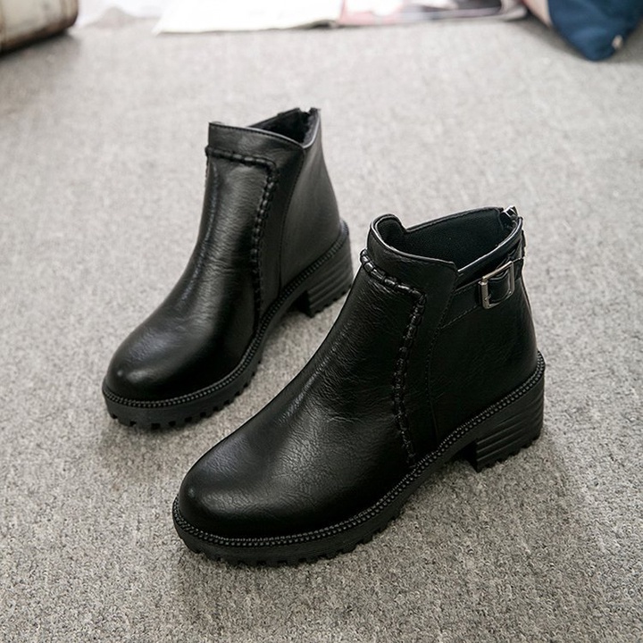 Bốt nữ da mềm cao gót, boots nữ cổ ngắn Hàn Quốc siêu êm ôm cổ chân đủ size | BigBuy360 - bigbuy360.vn