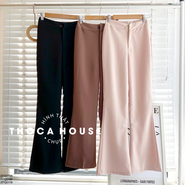 Quần dài nữ ống loe màu trơn đen, nâu, nude THOCA HOUSE có size mặc công sở, đi chơi, đi tiệc