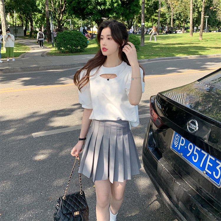 Áo thun tay phồng khoét lỗ phong cách Hàn Quốc thời trang cho nữ wt-tx-186