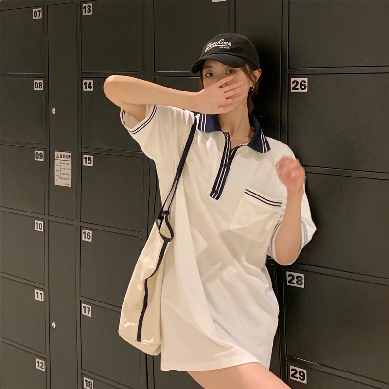 SUXI Áo Thun Thể Thao Tay Ngắn Dáng Rộng Cổ Chữ V Thiết Kế Đơn Giản Dễ Phối Đồ Thời Trang Mùa Hè Cho Nữ