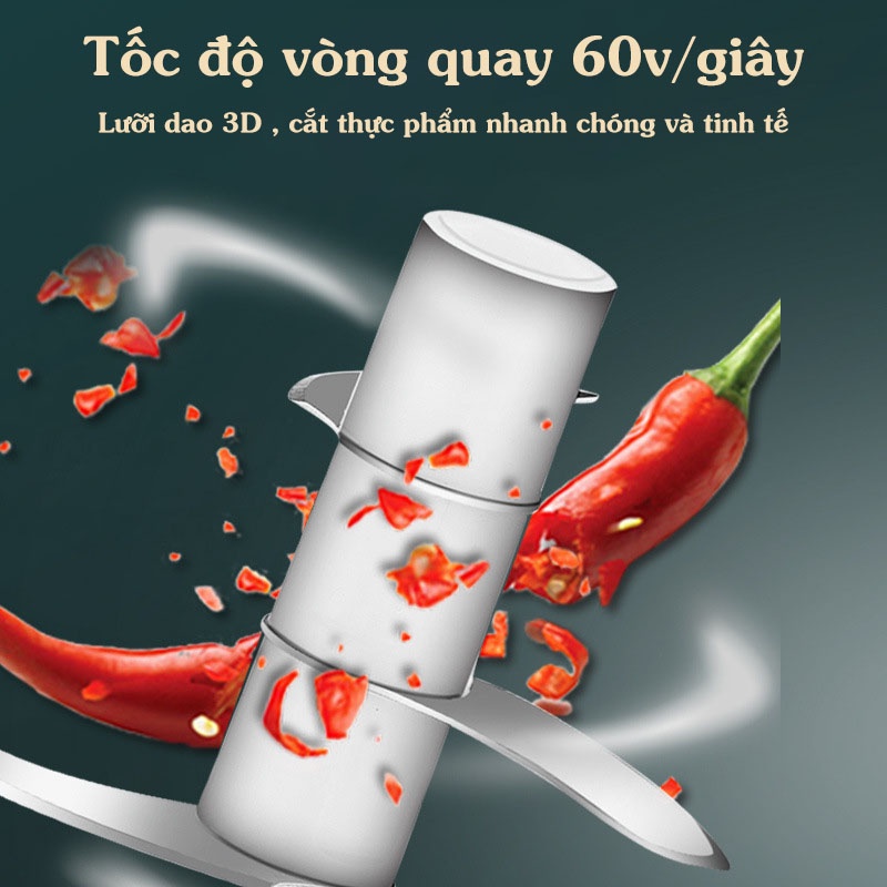 [ 2021 New ] Máy say thực phẩm đa năng 250ML - lưỡi dao thép 304 - sạc pin công nghệ Hàn Quốc