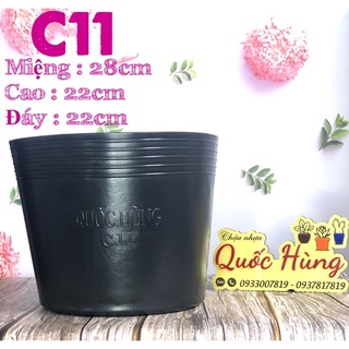 Chậu nhựa đen trồng cây C11 thương hiệu Quốc Hùng ( dầy dặn)