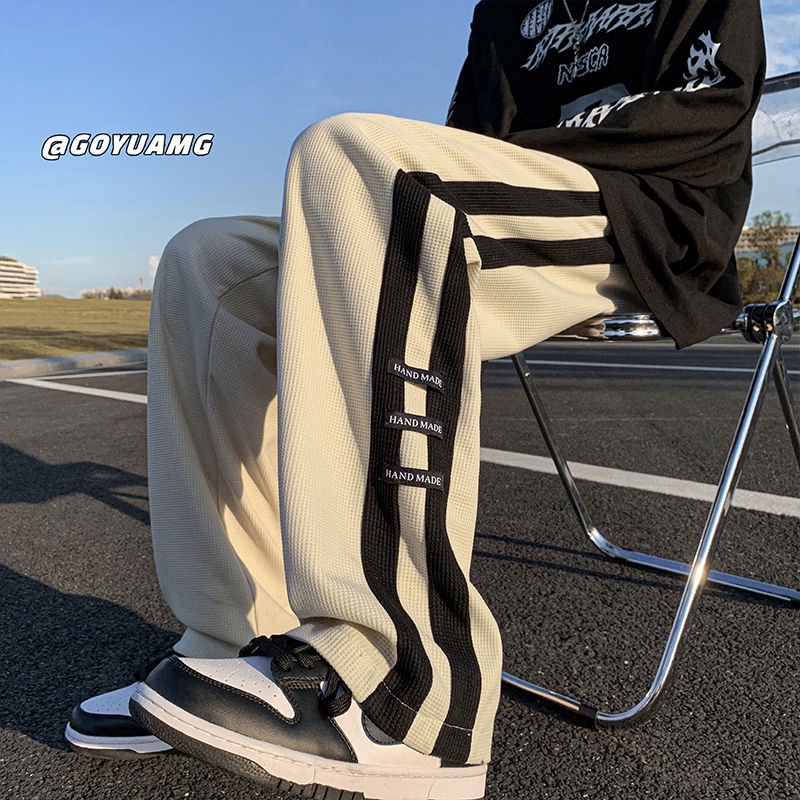 Quần Dài Ống Rộng Họa Tiết Sọc Vintage Thời Trang Cho Nam